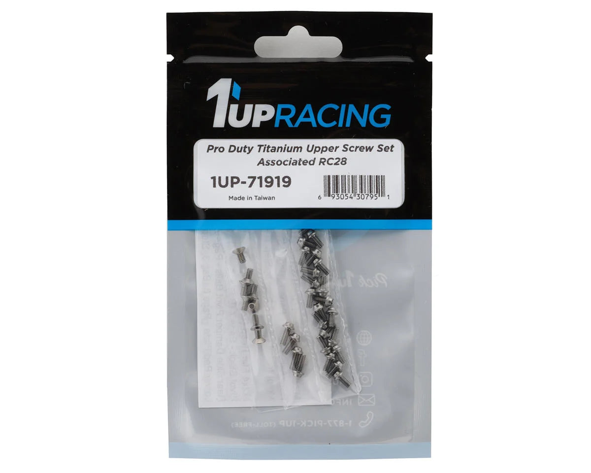 1UP Racing Associated RC28 Pro Duty Titanium Upper Screw Set (Silver) (36)