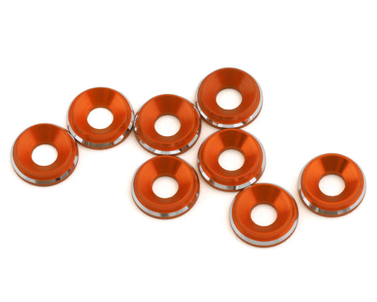 1UP Racing 3mm LowPro Countersunk Washers (Shine) (8)