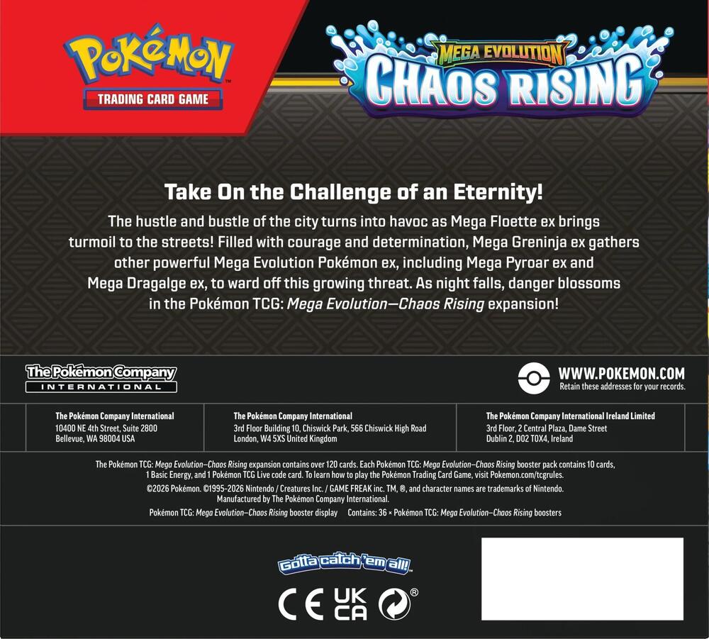 ** IN STORE PURCHASE ONLY** Pokémon TCG: ME04 Chaos Rising Booster Box