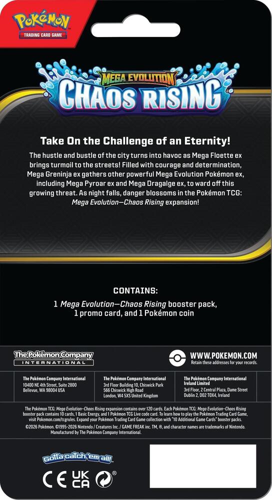 ** IN STORE PURCHASE ONLY** Pokemon TCG: ME04 Chaos Rising Checklane Blister Pack