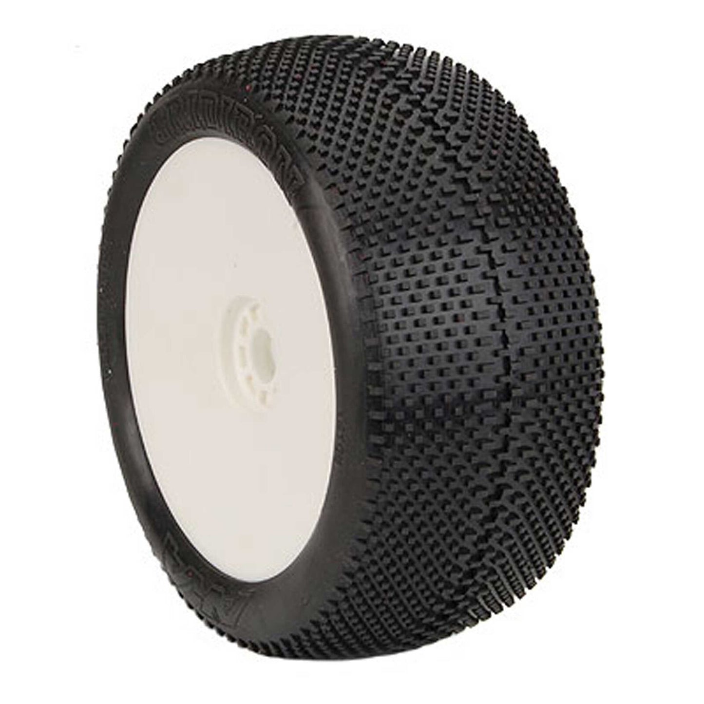 AKA Racing 1/8 EVO Gridiron Soft Long Wear Pre-Mounted Tires, White Wheels (2)