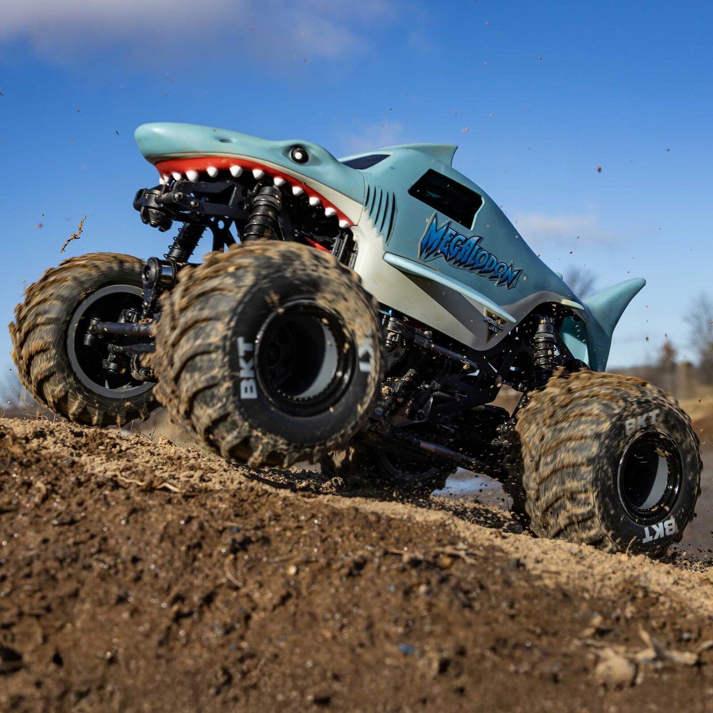 Team Losi 1/18 Mini LMT Megalodon 2S 4X4 RTR Brushed Monster Truck (Battery & Charger Included), Blue