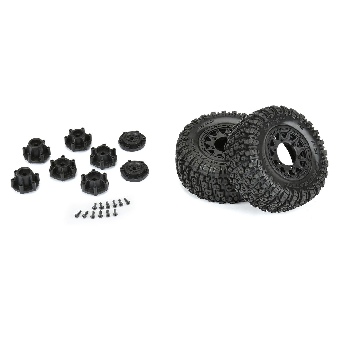Proline 1/10 Aztek M2 F/R 2.2"/3.0" SC MTD 12mm & 14mm Black Raid Wheels