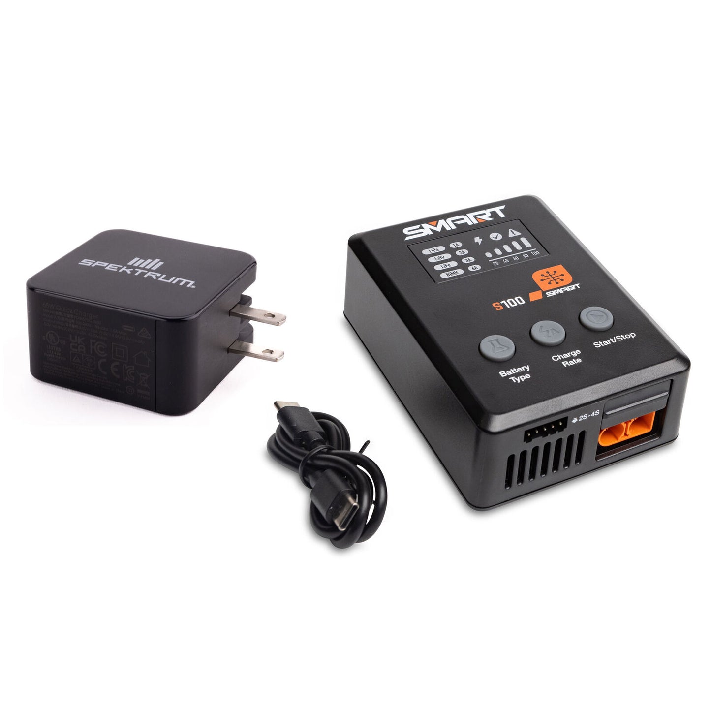 Spektrum S100 1x100W USB-C Smart Charger, 65W USB-C GaN Power Supply Combo