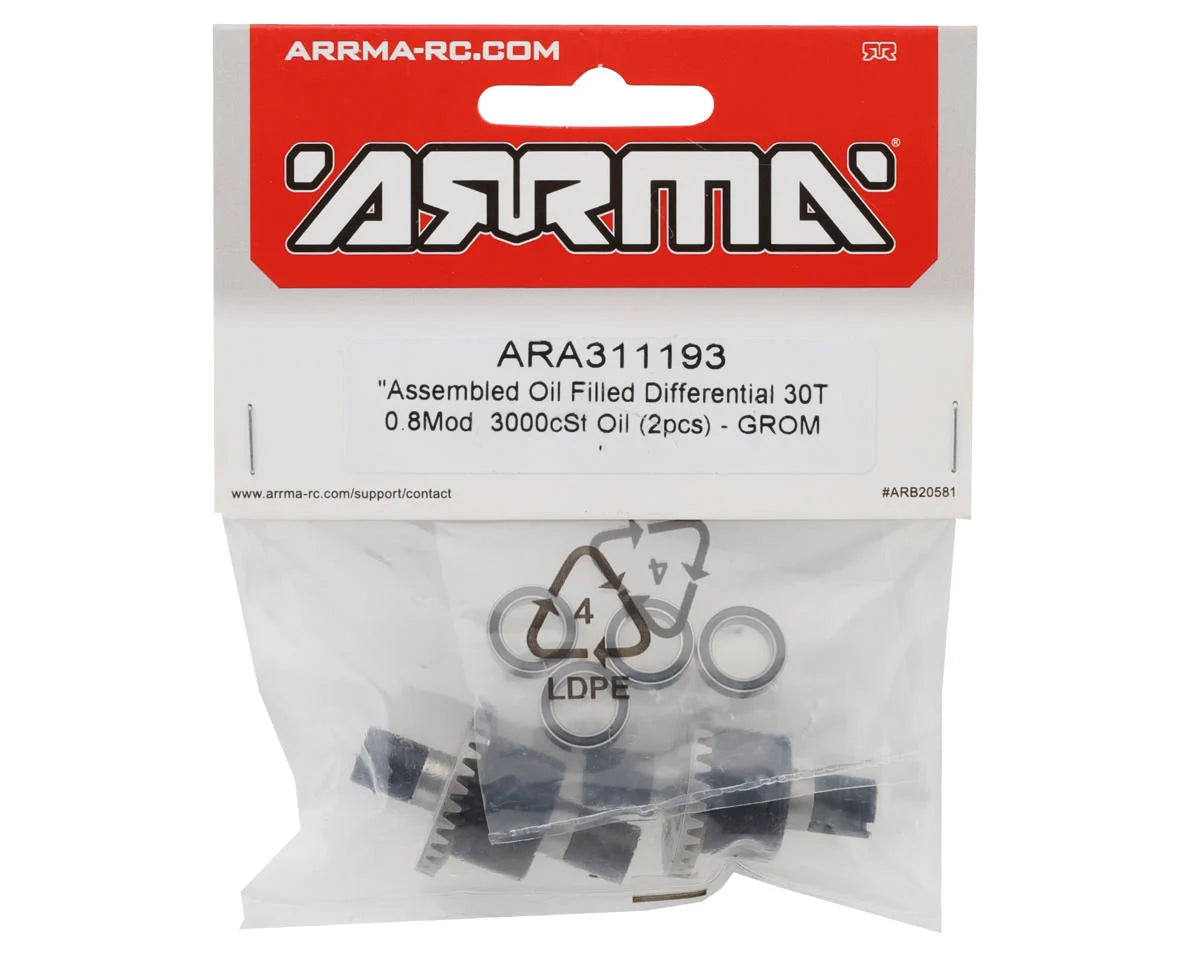 ARRMA Assembled Oil Filled Differential 30T 0.8Mod, 3000cSt Oil (2): GROM