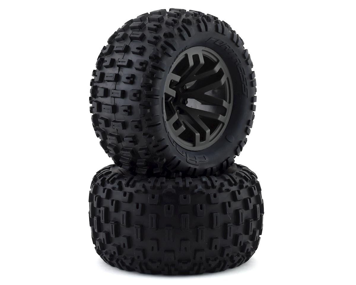 Arrma Dboots 'Fortress MT' - 1/8th Tire Set Glued Gun Metal (2) w/14mm Hex