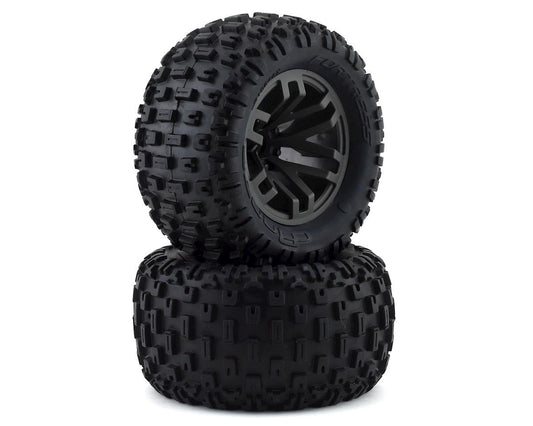 Arrma Dboots 'Fortress MT' - 1/8th Tire Set Glued Gun Metal (2) w/14mm Hex