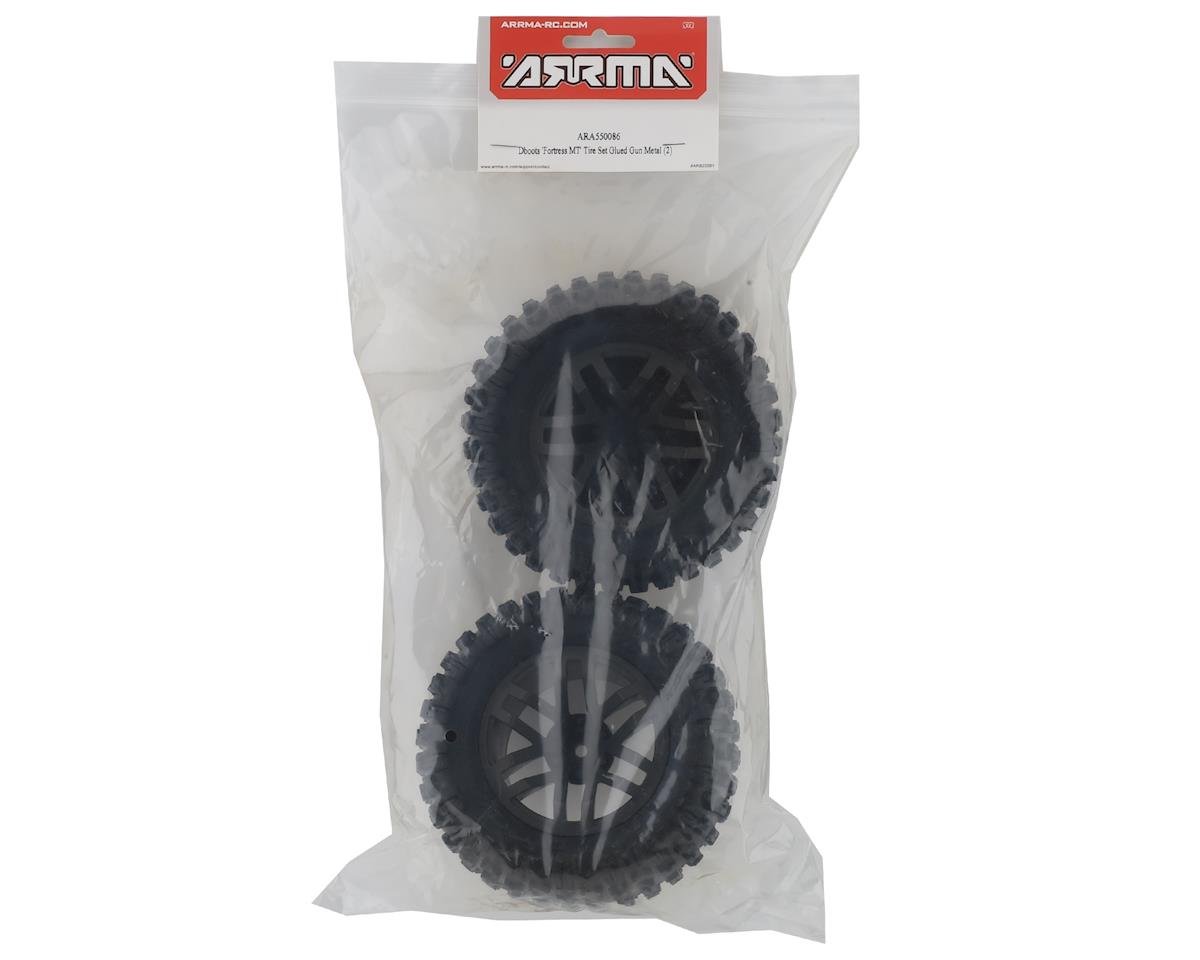 Arrma Dboots 'Fortress MT' - 1/8th Tire Set Glued Gun Metal (2) w/14mm Hex