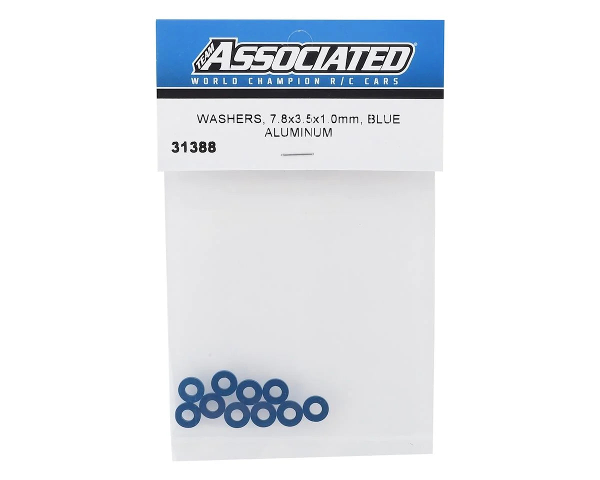 Team Associated 7.8x3.5x1.0mm Aluminum Hub Spacer Washer (Blue) (10)