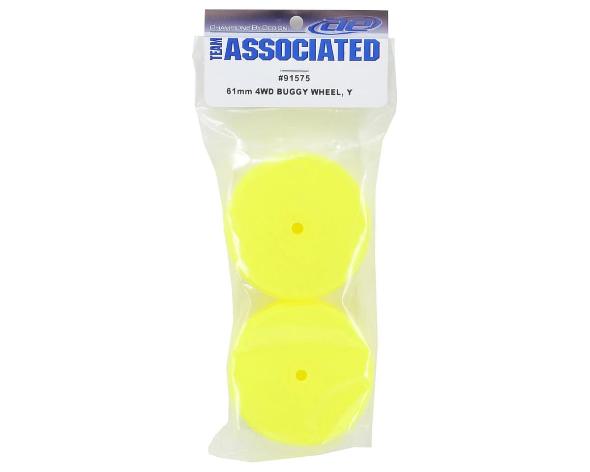 *CLEARANCE* Team Associated 12mm Hex 61mm 4WD Front Buggy Wheels (2) (Yellow)