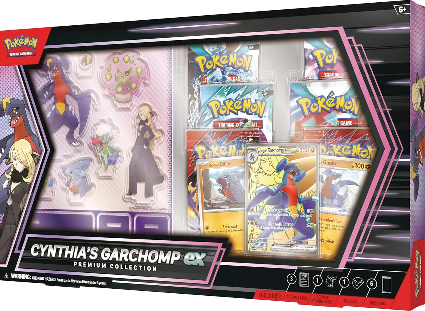 Pokemon TCG: Cynthia’s Garchomp ex Premium Collection - 6 Packs, Stickers, Promos