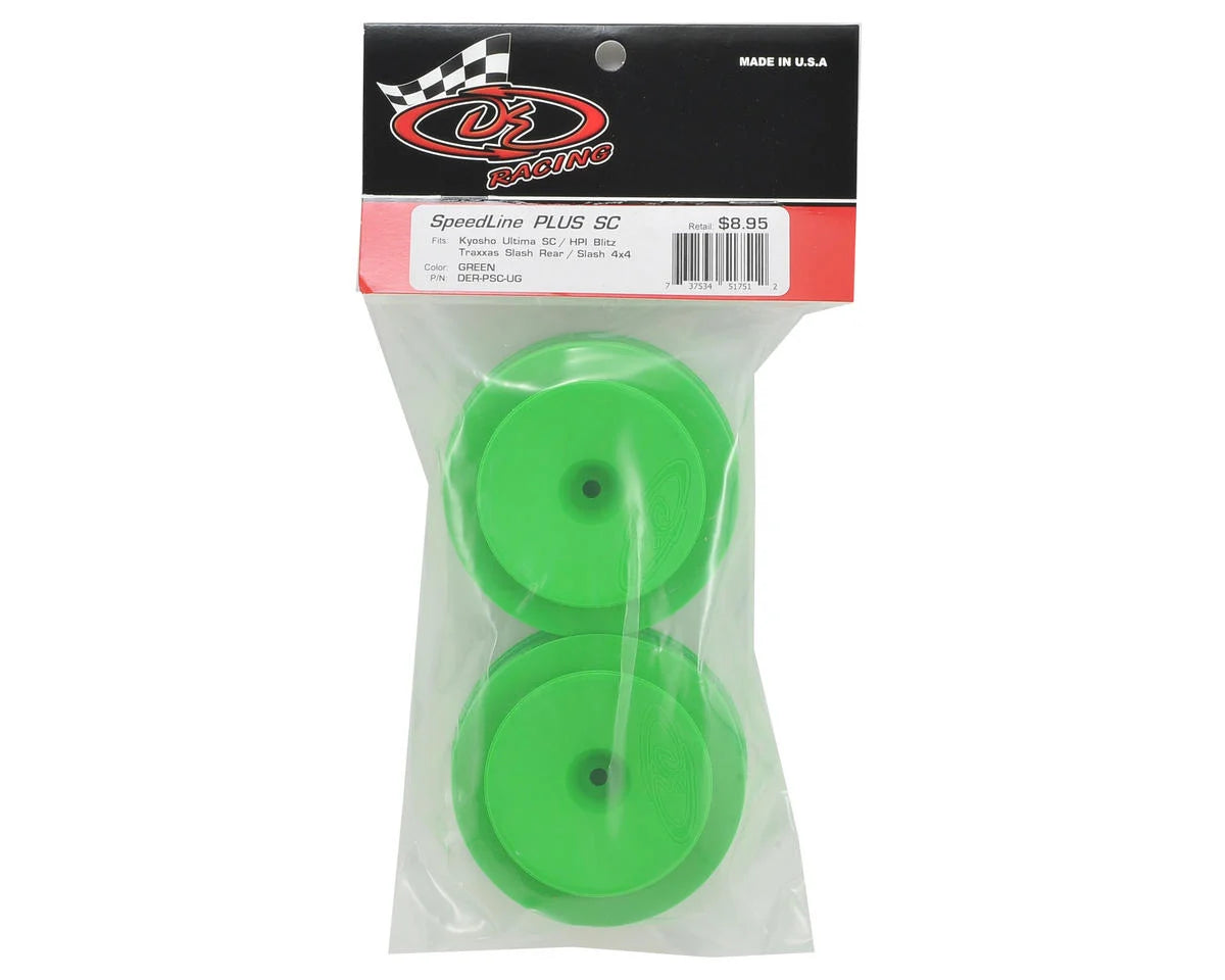 DE Racing Speedline PLUS Short Course Wheels (Green) (2) (SC6/Slash/Blitz) w/12mm Hex