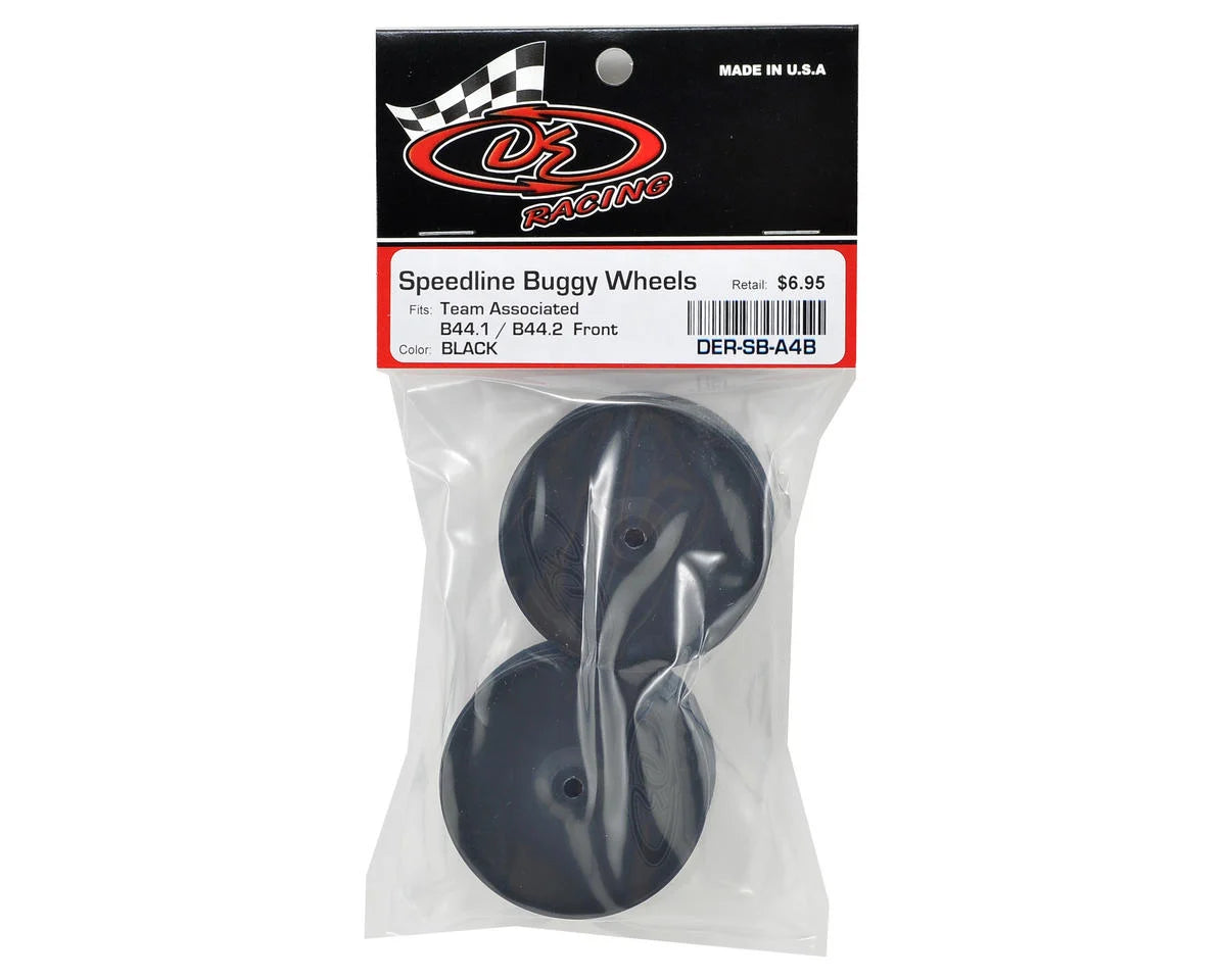 *CLEARANCE* DE Racing 9.5mm Hex "Speedline" 2.2 4WD Front Buggy Wheels(2) (B44.2) (Black)