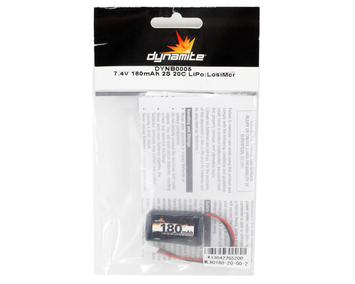Dynamite 2S LiPo 20C Battery Pack (7.4V/180mAh)