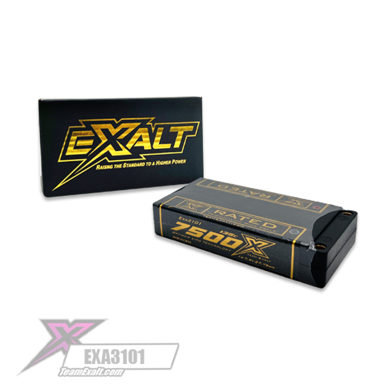 Exalt X-Rated 1S 135C Hardcase LiPo Battery (3.7V/7500mAh) w/5mm Bullets (EXA3101)