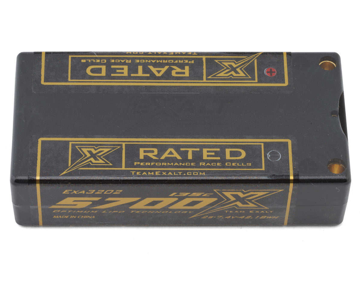 Team Exalt "X-Rated" Shorty 2S 135C LiPo Battery (7.4V/5700mAh) w/5mm Connectors (ROAR Approved)