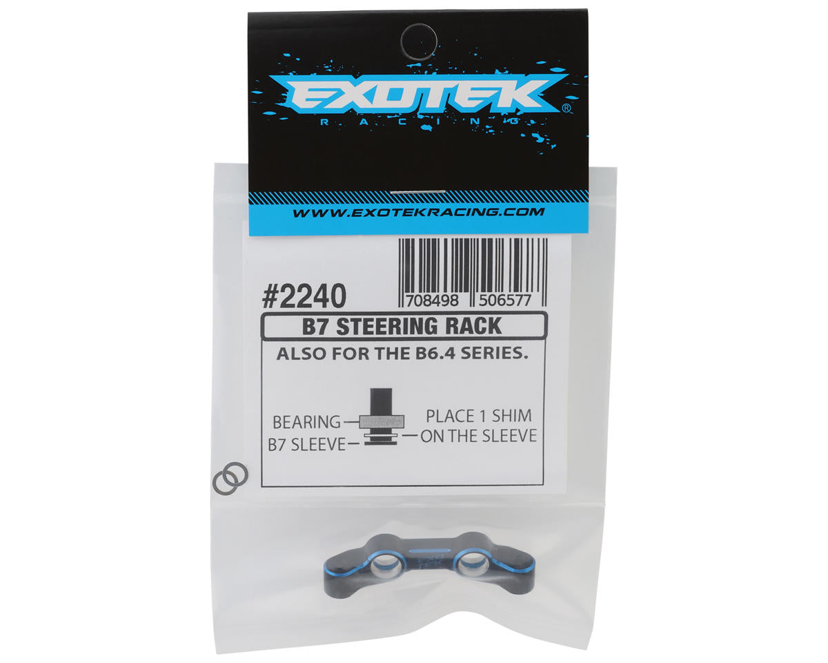 Exotek Associated B7 HD Aluminum Steering Rack (Black/Blue)