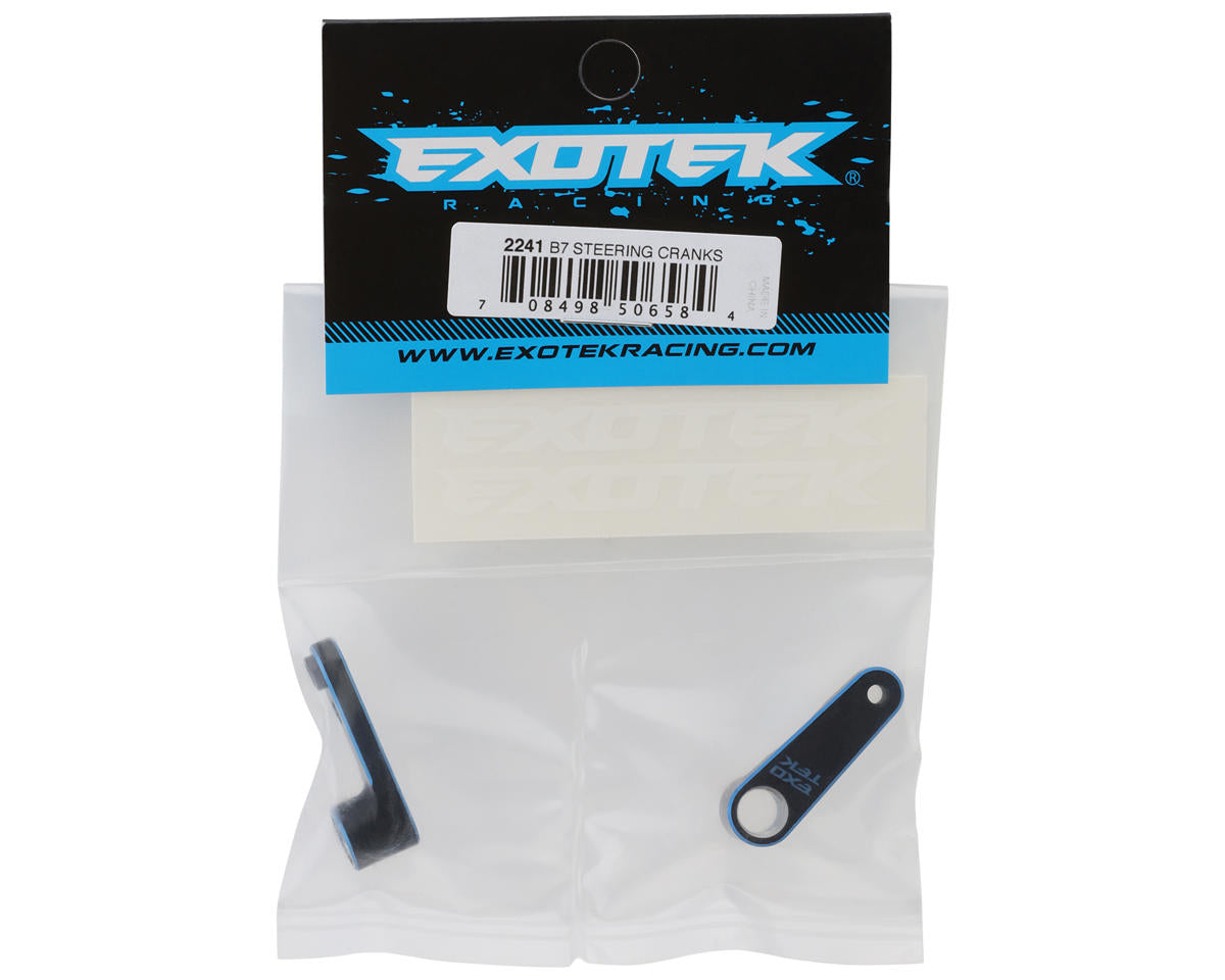 Exotek Associated B7 HD Aluminum Steering Cranks (Black/Blue)