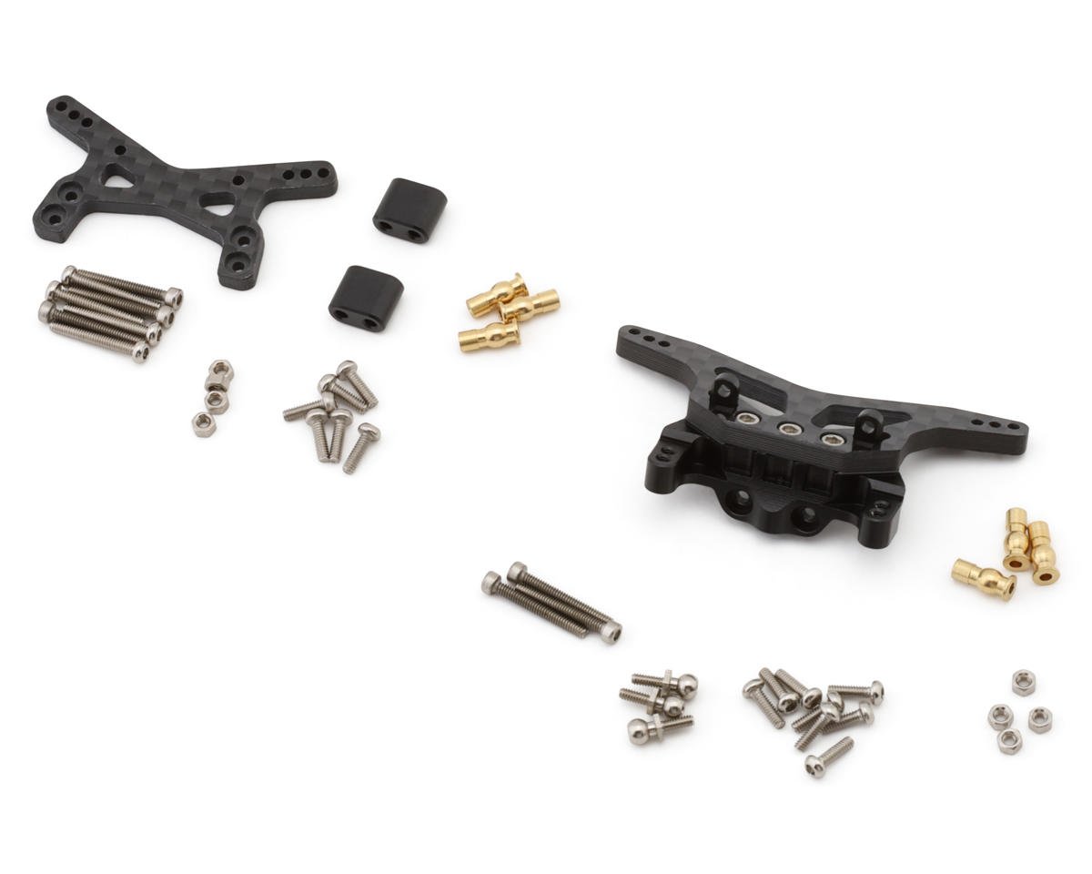 Injora Losi® Micro-B™/T™ Carbon Fiber Front & Rear Shock Tower Set w/Shock Mount Spacers