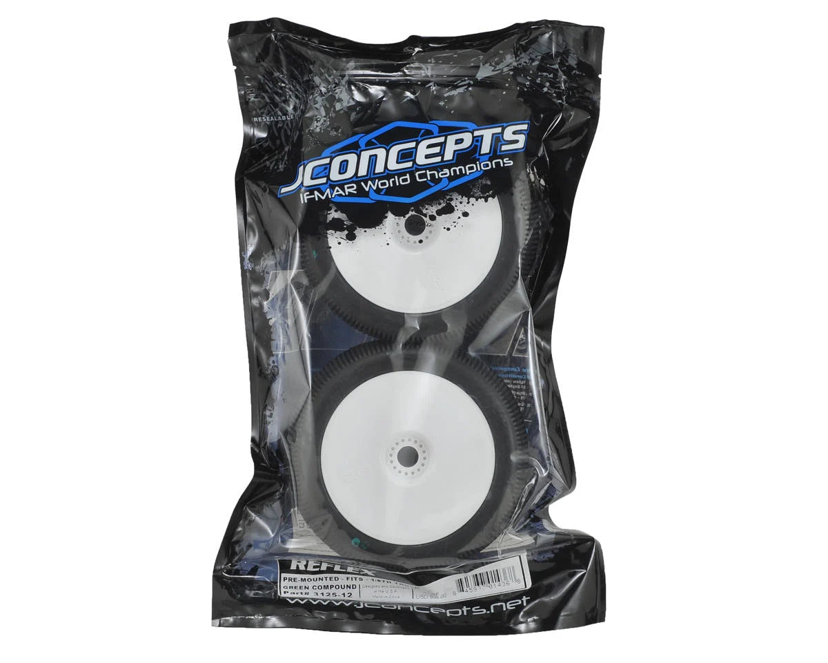 JConcepts Reflex 4.0" Pre-Mounted 1/8th Truggy Tires (2) (White) (Green)
