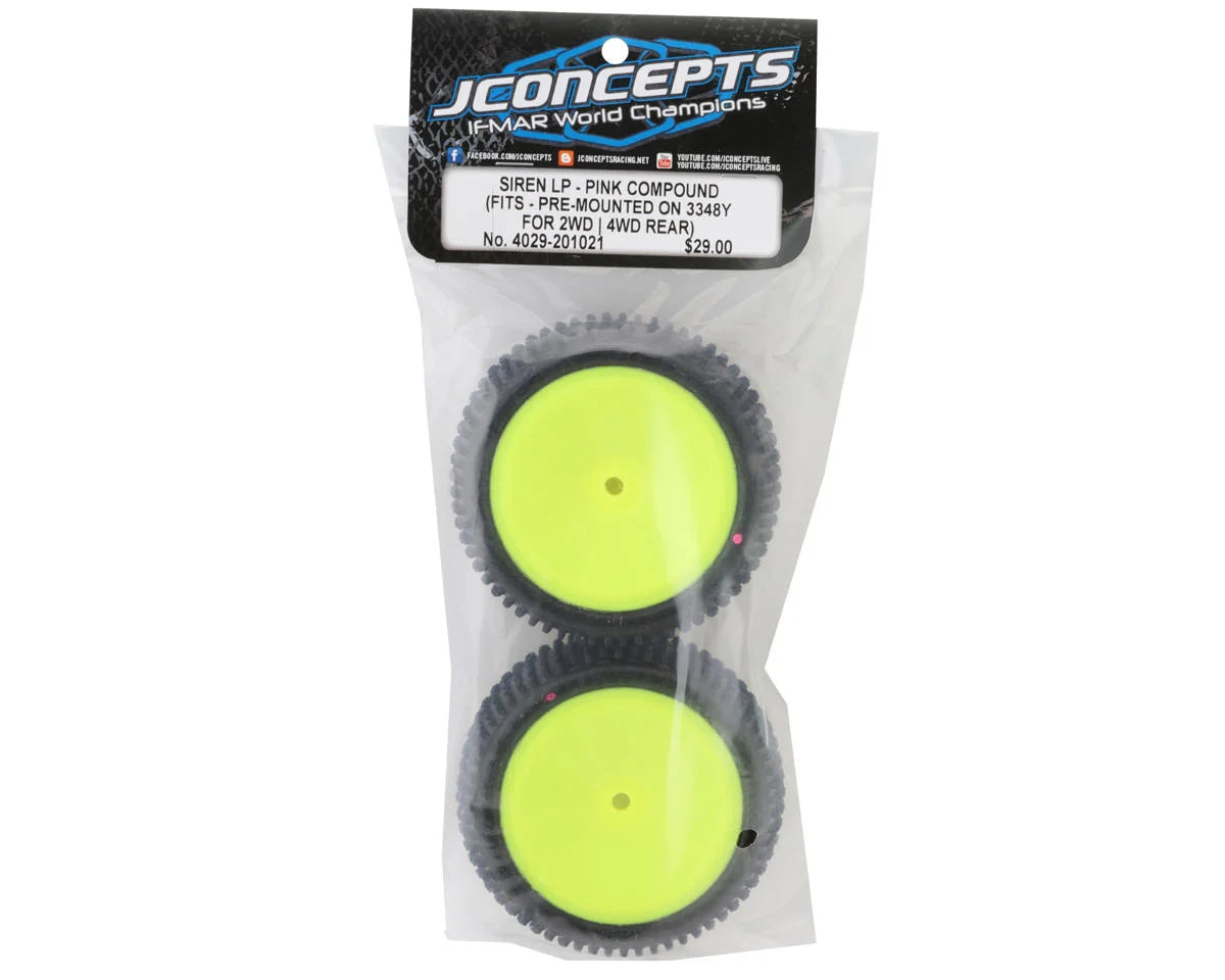 *CLEARANCE* JConcepts Siren LP 2.2" Pre-Mounted Rear Buggy Carpet Tires (2) (Pink)