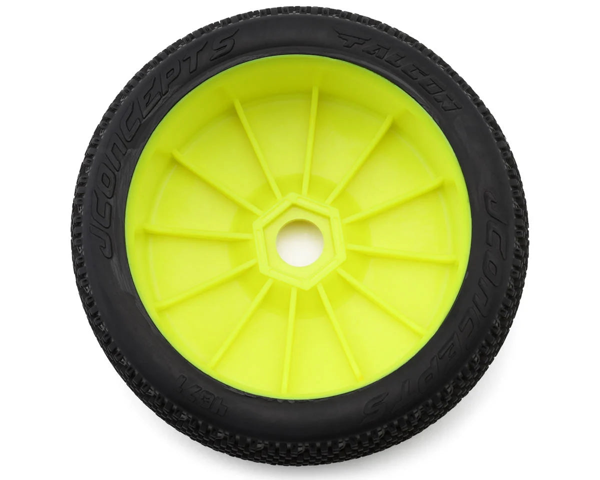 JConcepts Falcon Pre-Mounted 1/8th Buggy Tires (2) (Green)