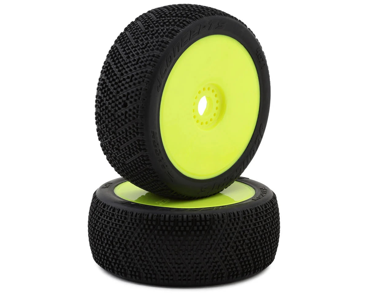 JConcepts Falcon Pre-Mounted 1/8th Buggy Tires (2) (Green)