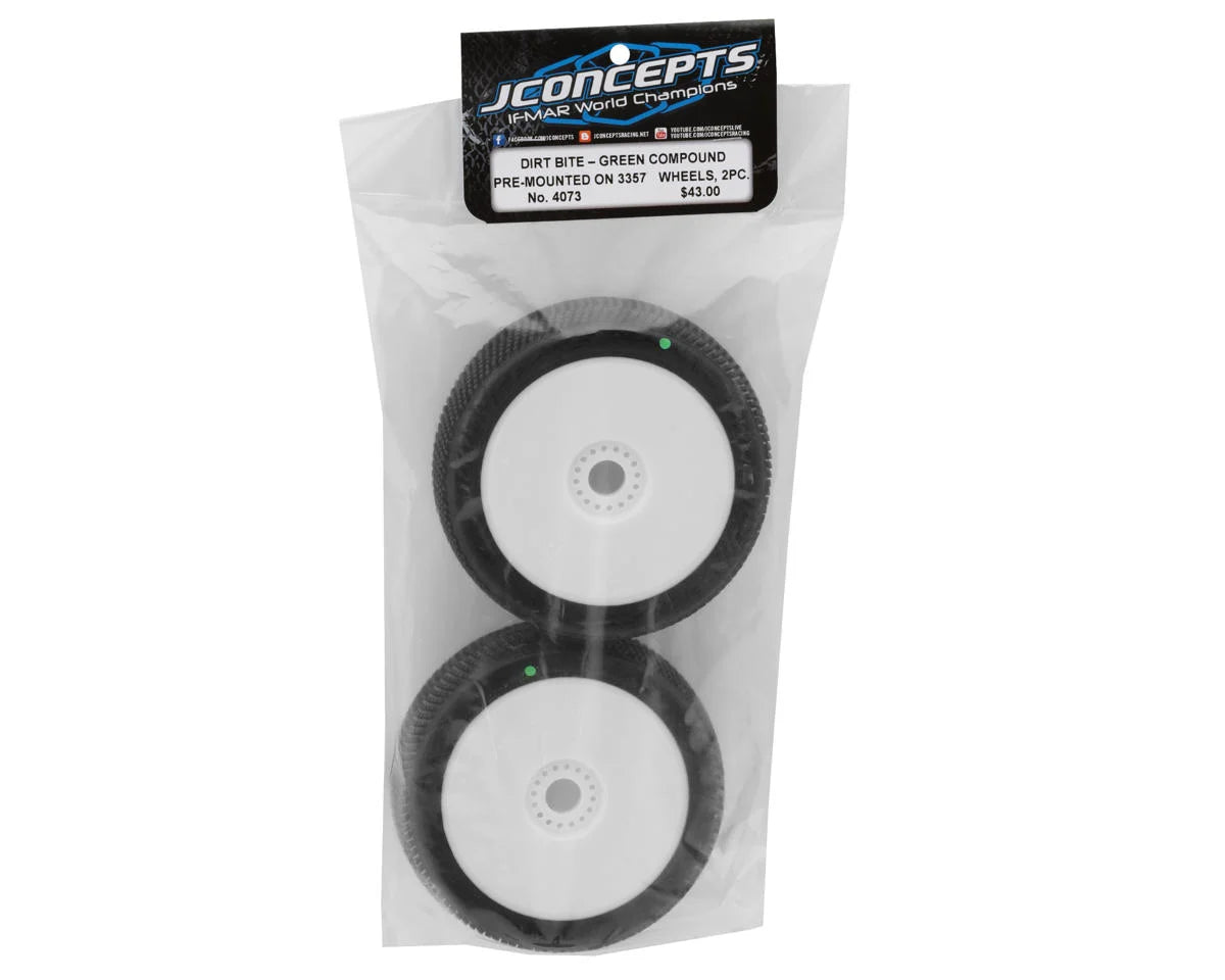 JConcepts Dirt Bite 1/8 Off-Road Buggy Pre-Mounted Tires (2) (White) (Green)