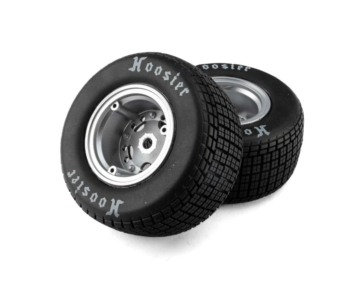 Losi 22S Dirt Late Model Hoosier 1/10 Pre-Mounted Tires (Satin Aluminum) (2) (Soft) (Front/Rear)