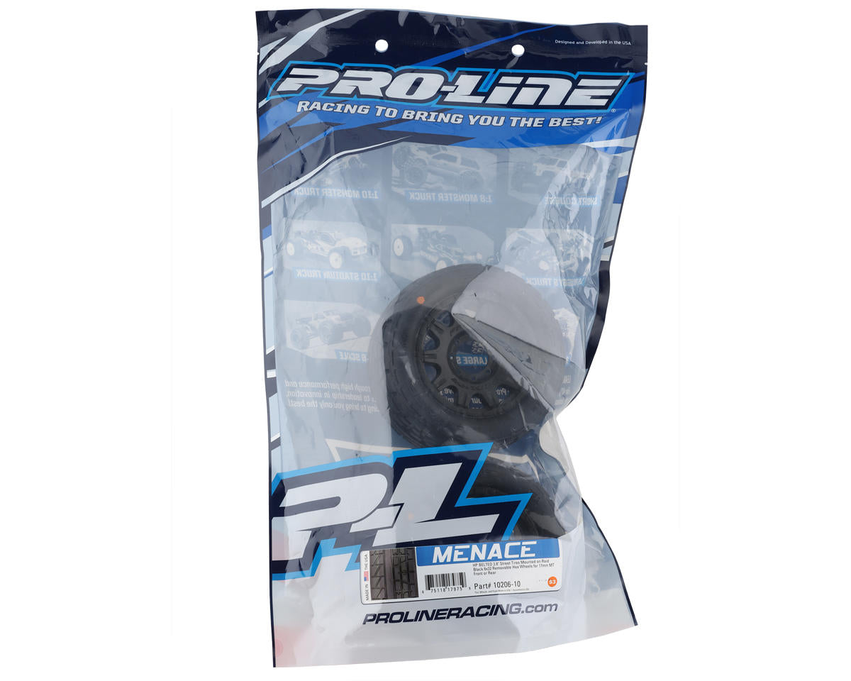 Pro-Line Menace HP Belted 3.8" Pre-Mounted Truck Tires (2) (Black) (S3) w/Raid Wheels