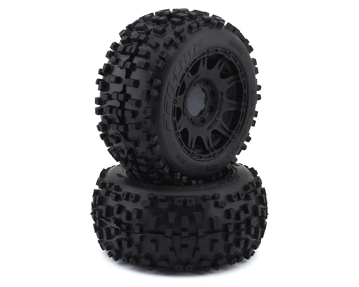 Proline Badlands - 3.8" Pre-Mounted Truck Tires (2) (Black) w/Raid Wheels (M2)