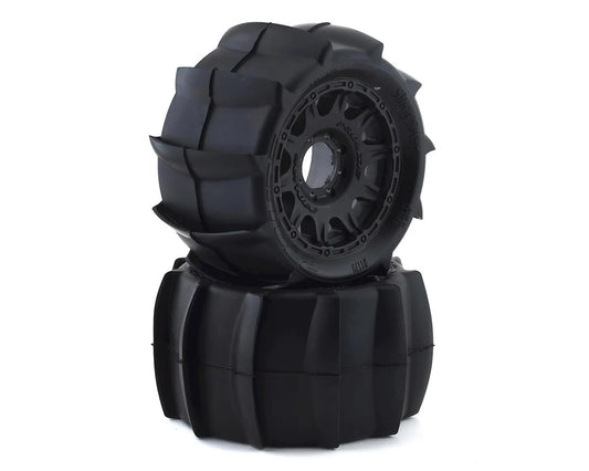 Proline Sling Shot 3.8" Tire w/Raid 8x32 Wheels (2) (Black) w/Removable Hex