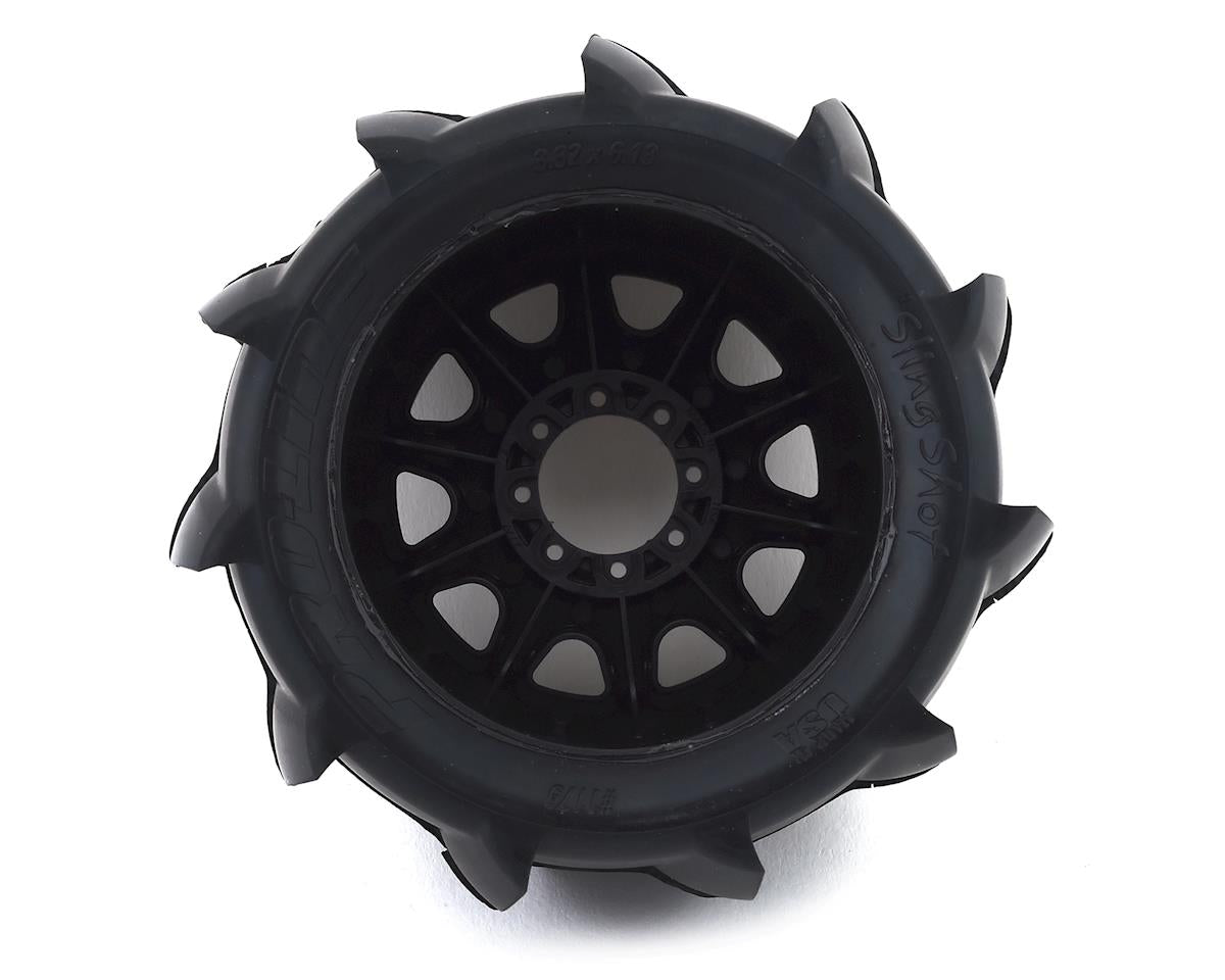Proline Sling Shot 3.8" Tire w/Raid 8x32 Wheels (2) (Black) w/Removable Hex