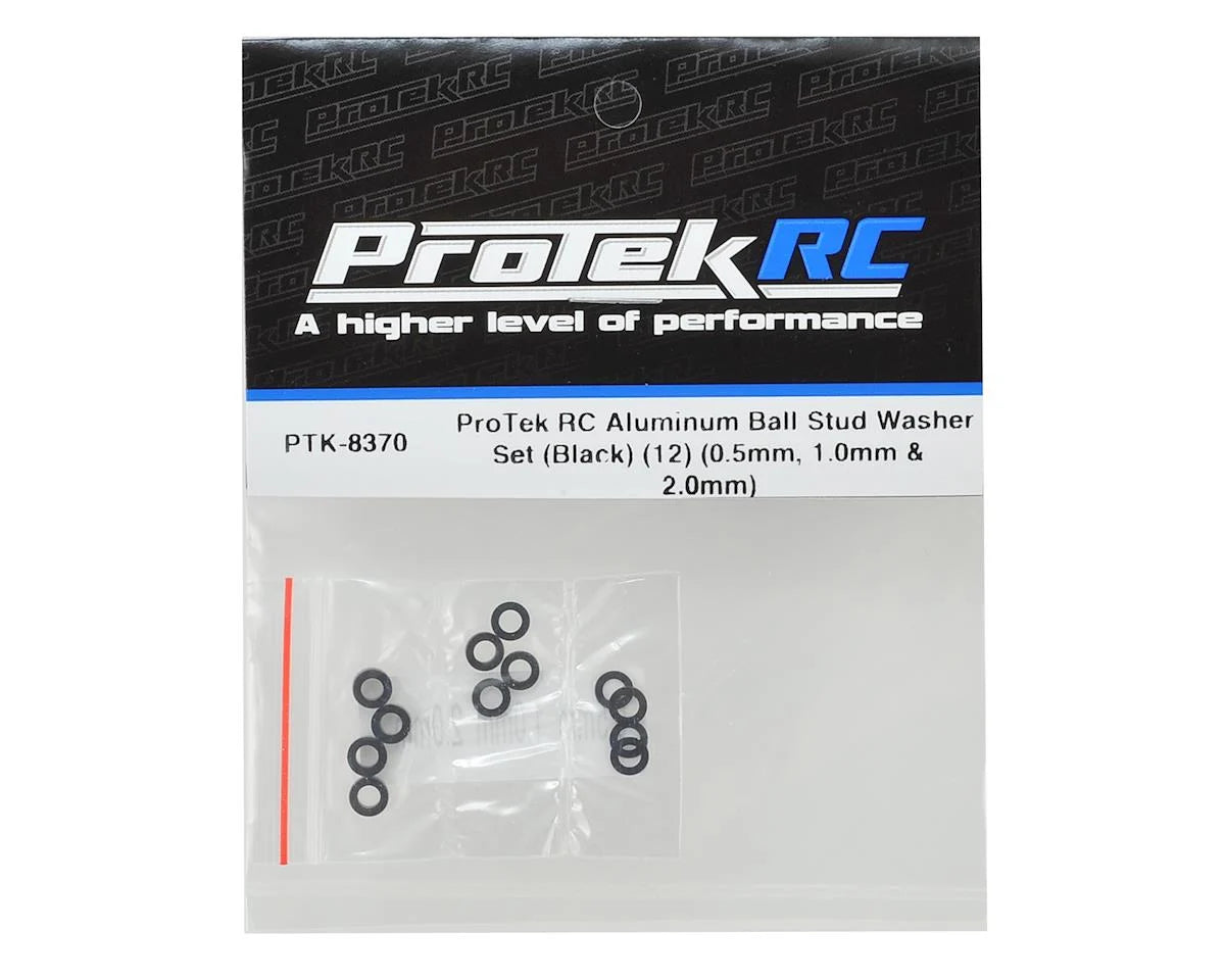 ProTek RC Aluminum Ball Stud Washer Set (Black / Bue) (12) (0.5mm, 1.0mm & 2.0mm)