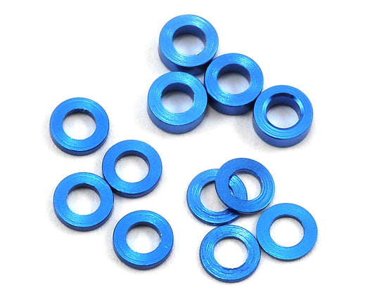 ProTek RC Aluminum Ball Stud Washer Set (Black / Bue) (12) (0.5mm, 1.0mm & 2.0mm)