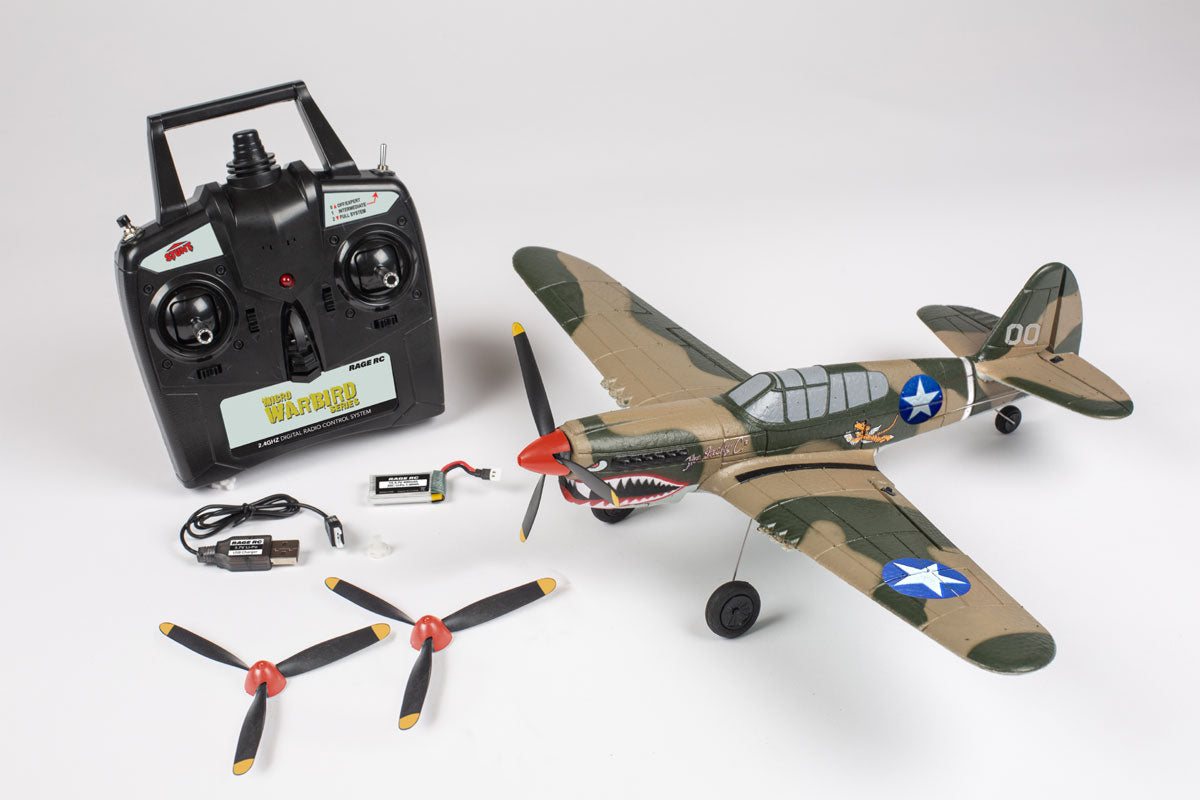 Rage RC Curtiss P-40 Warhawk Micro RTF Airplane with PASS (Pilot Assist Stability Software) System