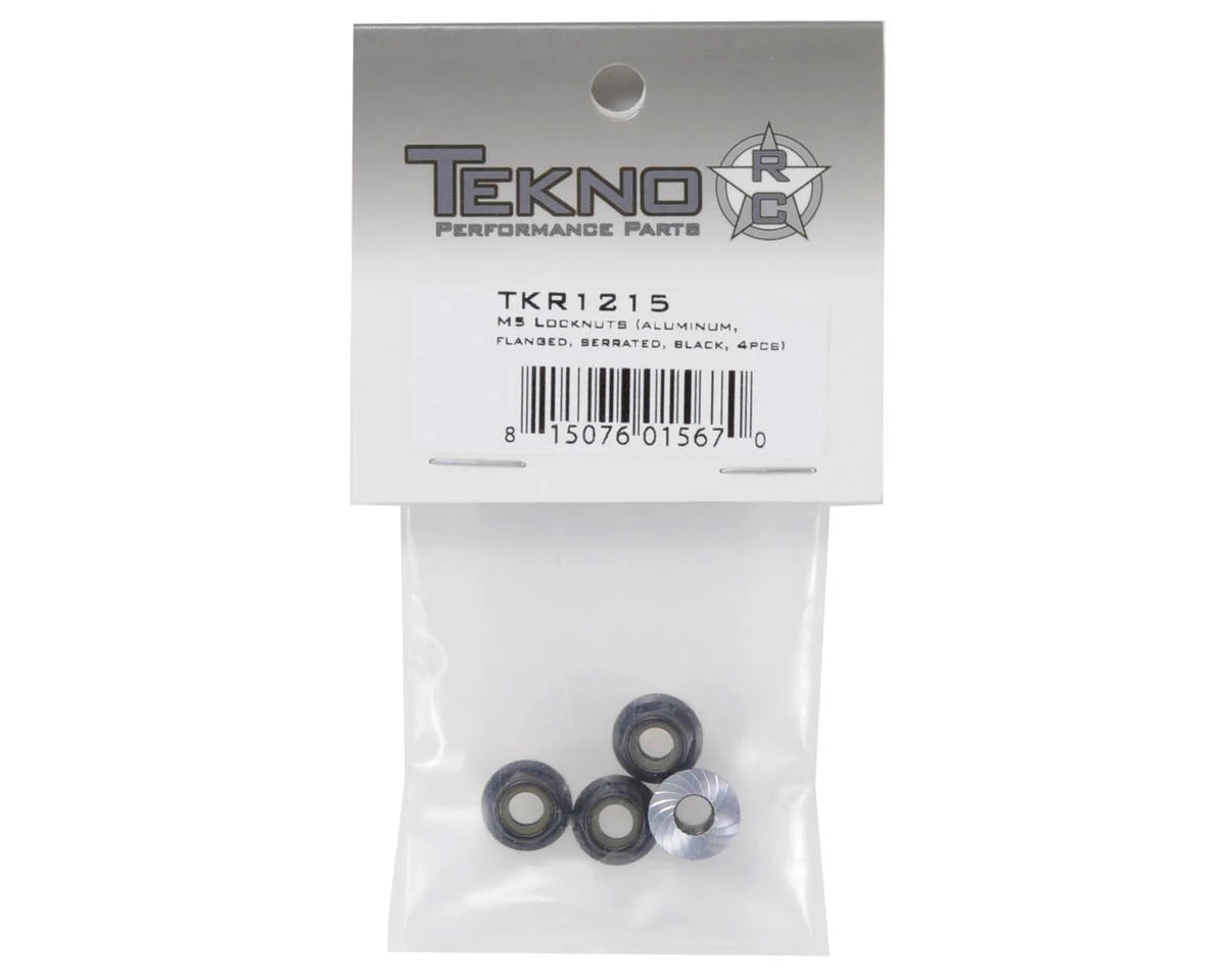 Tekno RC M5 Aluminum Serrated Flanged Locknut (Black) (4)