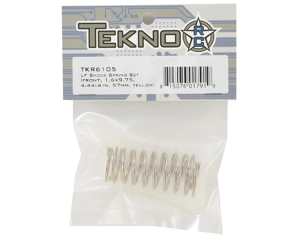 Tekno RC Low Frequency 57mm Front Shock Spring Set (Yellow - 4.44lb/in) (1.6x9.75)