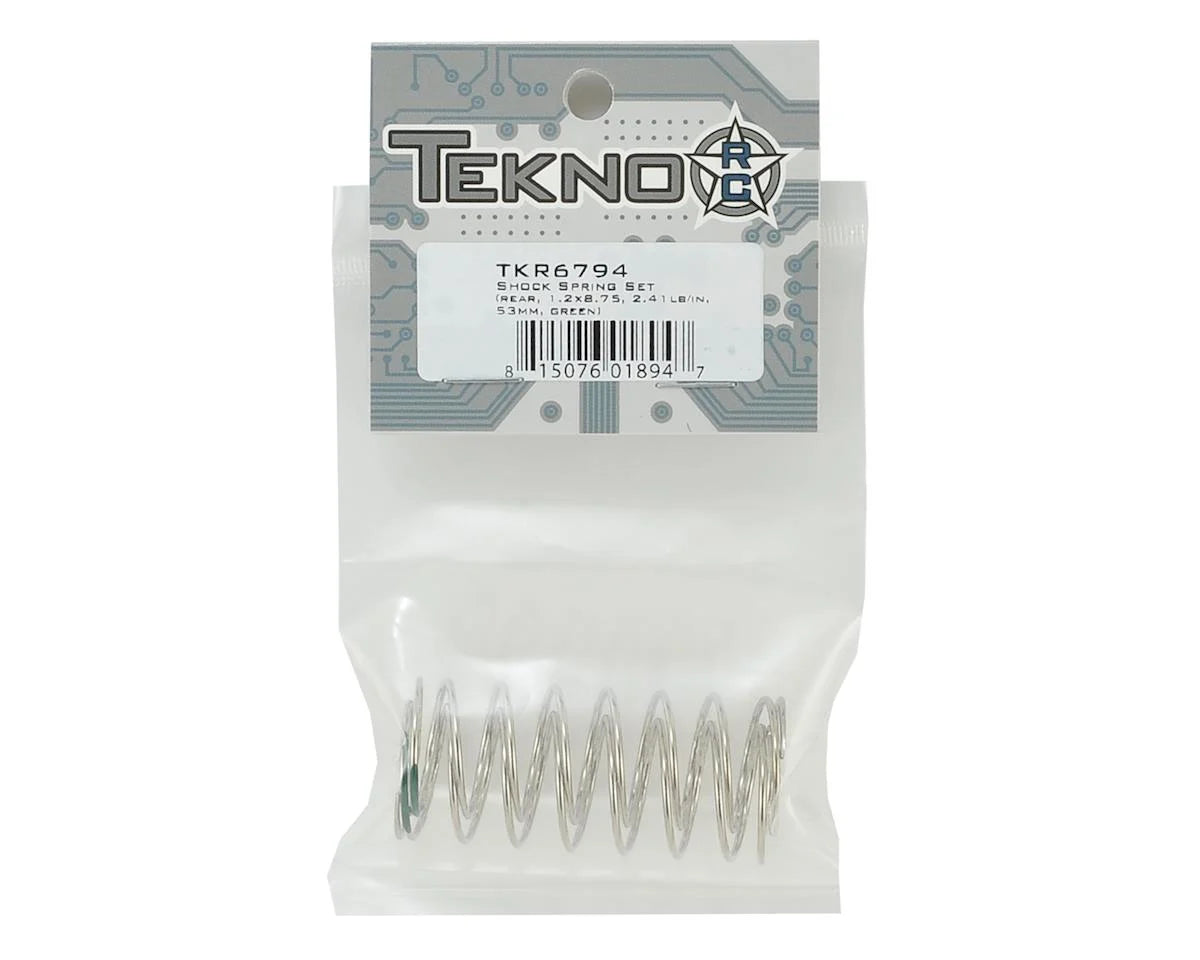 Tekno RC 53mm Rear Shock Spring Set (Green - 2.41lb/in) (1.2x8.75)