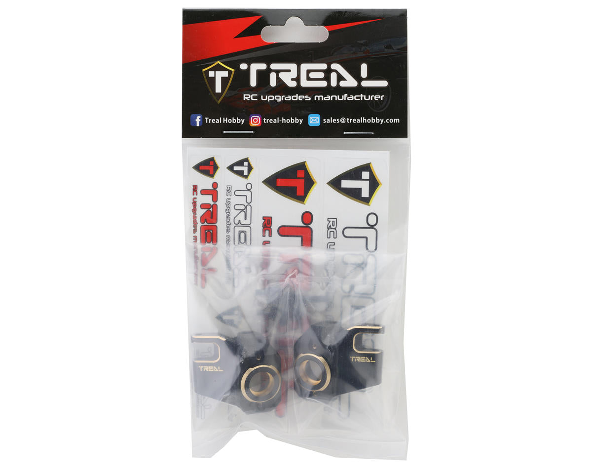 Treal Hobby Axial SCX10 III CNC Brass Front Steering Knuckles (Black) (2) (66g each))