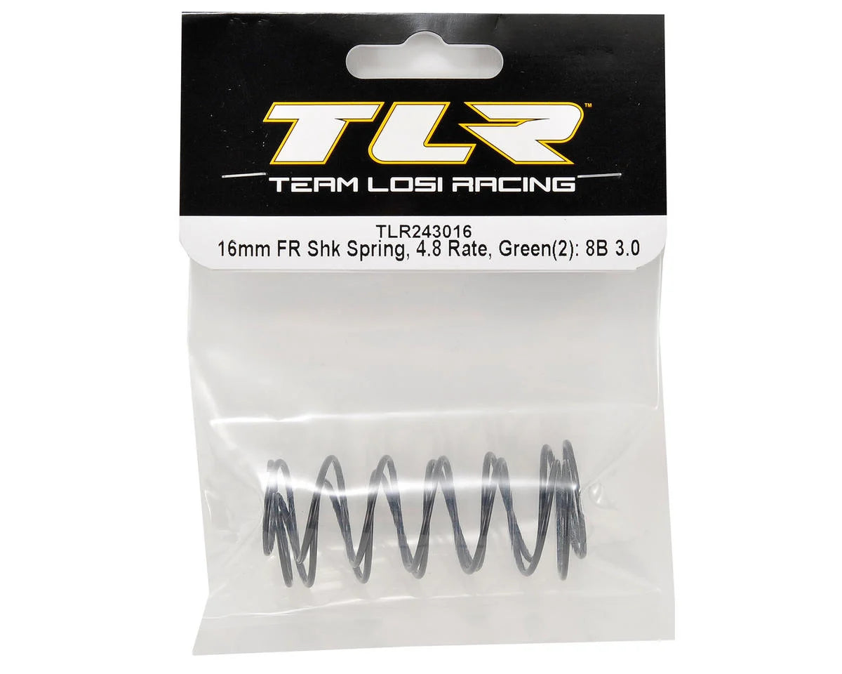 Team Losi Racing 16mm Front Shock Spring Set (Green - 4.8 Rate) (2)