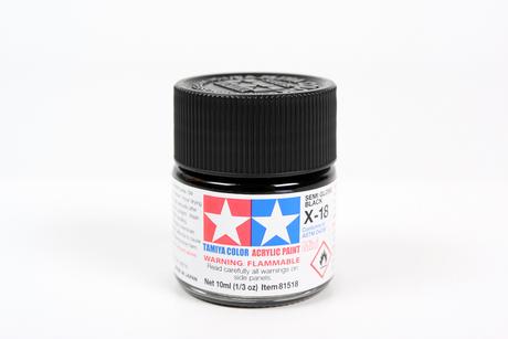 Tamiya Acrylic Mini X-18 Semi Gloss Black 1/3 oz - TAM81518