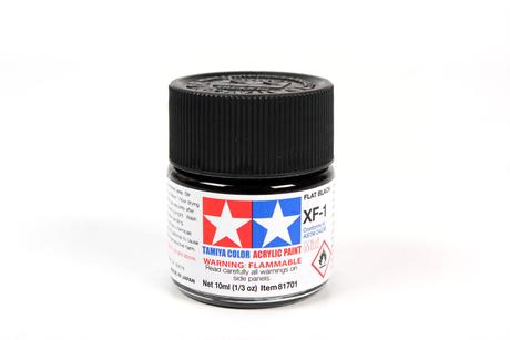 Tamiya Acrylic Mini XF-1 Flat Black 1/3 oz - TAM81701