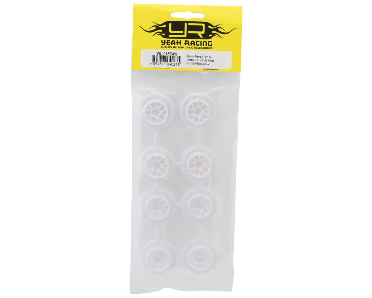 Yeah Racing 1/28 RWD Mini-Z Plastic 10-Spoke Narrow Wheel Set (White) (Offset 0,+1,+2,+3)