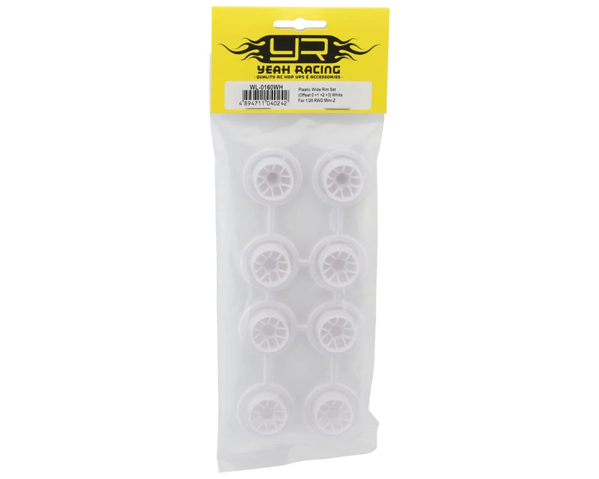 Yeah Racing 1/28 RWD Mini-Z Plastic 10-Spoke Wide Wheel Set (White) (Offset 0,+1,+2,+3)