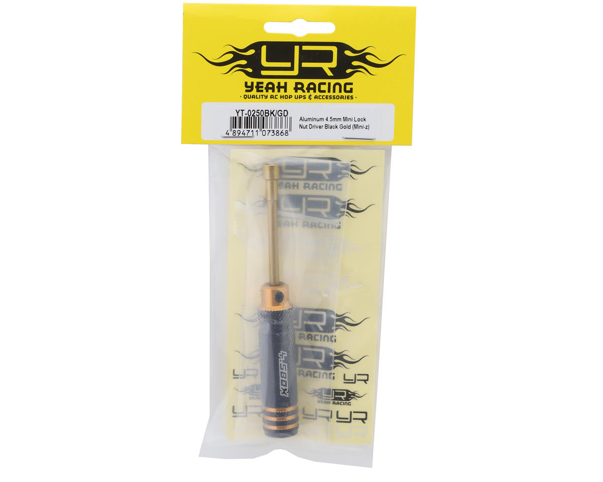 Yeah Racing Aluminum 4.5mm Lock Nut Driver Black Gold (Mini-z)