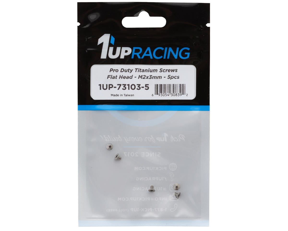 1UP Racing Titanium Pro Duty Flat Head Screws (5) (2x3mm)