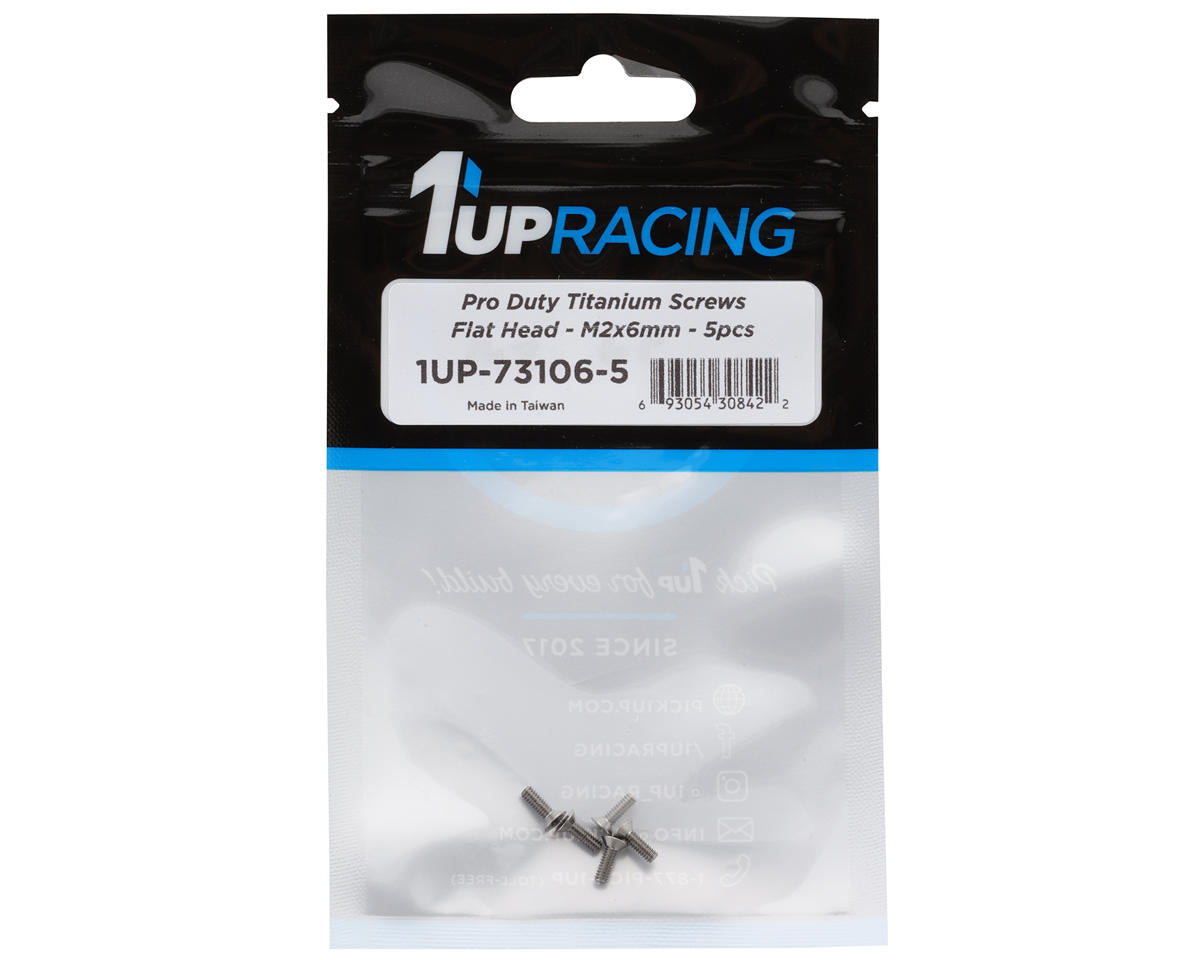 1UP Racing Titanium Pro Duty Flat Head Screws (5) (2x6mm)