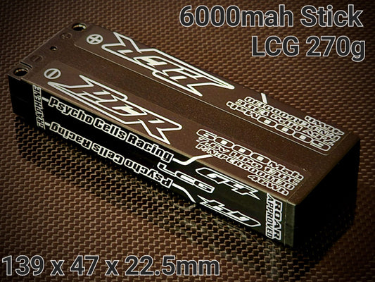 Psycho Cells Racing 6000mAh LCG 7.4V Lipo 130C Hardcase 5mm Bullet