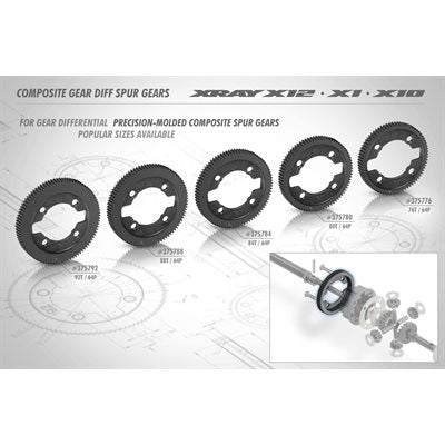 XRAY Composite Gear Diff Spur Gear - 88T / 64P